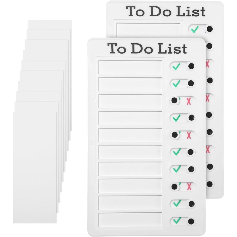 Tableau de Liste de Contrôle,2 PCS Memo Checklist Portable Memoboards avec 10 papiers vides interchangeables,Tableau mémo réutil
