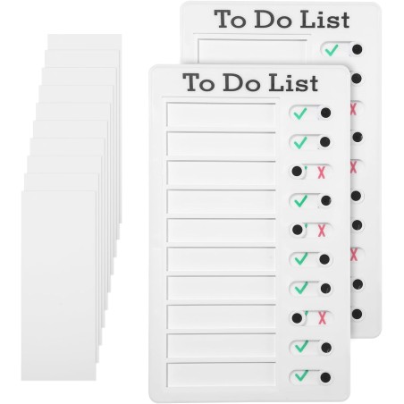 Tableau de Liste de Contrôle,2 PCS Memo Checklist Portable Memoboards avec 10 papiers vides interchangeables,Tableau mémo réutil