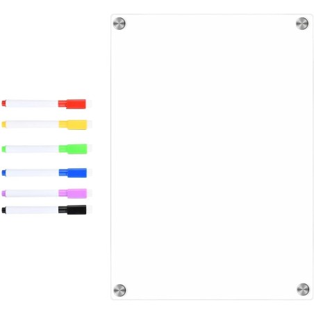 Tableau Magnetique Frigo Transparent, A4 Planning Calendrier Planificateur Hebdomadaire Ardoise Effacable, 30 x 20cm, Planificat