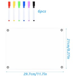 Tableau Magnetique Frigo Transparent, A4 Planning Calendrier Planificateur Hebdomadaire Ardoise Effacable, 30 x 20cm, Planificat