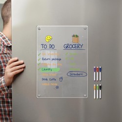 Tableau Magnetique Frigo Transparent, A4 Planning Calendrier Planificateur Hebdomadaire Ardoise Effacable, 30 x 20cm, Planificat