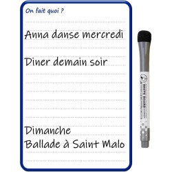 Planning et Liste à faire - To do list - magnétique effaçable pour frigo 15X21 cm A5 + 1 marqueur effaçable magnétique, liste à 