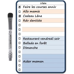 Planning et Liste à faire - To do list - magnétique effaçable pour frigo 15X21 cm A5 + 1 marqueur effaçable magnétique, liste à 