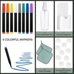 2 Pack Calendrier Frigo Transparent Magnetique en Français, 42 x 30 cm Acrylique Calendrier Magnetique Planner Frigo et Planning