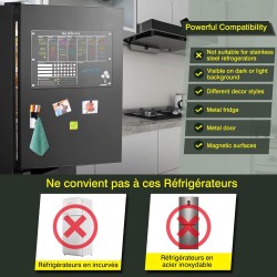 Tableau Transparent Frigo Effacable en Français, 42 x 30 cm Acrylique Tableau Planning Semaine Magnetique Calendrier Frigo Trans