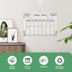 Planificateur Semainer Effaçable,Agenda Hebdomadaire à Suspendre, avec 6 Marqueurs, Transparent, 30 × 20 Cm, Adapté à Une Utilis