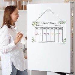 Planificateur Semainer Effaçable,Agenda Hebdomadaire à Suspendre, avec 6 Marqueurs, Transparent, 30 × 20 Cm, Adapté à Une Utilis