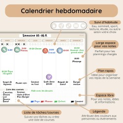 Calendrier Magnétique pour Frigo A3 – Planning Mensuel et Hebdomadaire Effaçable – 42 Stickers Événements, 4 Marqueurs, 1 Gomme 