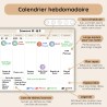 Calendrier Magnétique pour Frigo A3 – Planning Mensuel et Hebdomadaire Effaçable – 42 Stickers Événements, 4 Marqueurs, 1 Gomme 