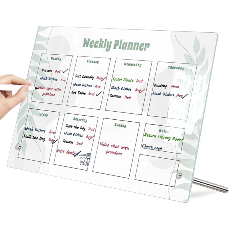Semainier, Planning Semaine, Bureau Weekly Planner, Planificateur Hebdomadaire RéPéTable, Tableau Blanc Effacable Convient Pour 