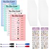 Tableau Memo Checklist, 4 Pcs To Do List pour Enfants avec 20 Papier Vierges, 2 Autocollants et 4 Marqueurs pour Tableau Blanc, 