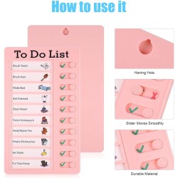 Tableau Memo Checklist, 4 Pcs To Do List pour Enfants avec 20 Papier Vierges, 2 Autocollants et 4 Marqueurs pour Tableau Blanc, 