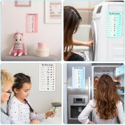 Tableau Memo Checklist, 4 Pcs To Do List pour Enfants avec 20 Papier Vierges, 2 Autocollants et 4 Marqueurs pour Tableau Blanc, 