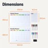 Amazon Basics Lot de 3 calendriers magnétiques effaçables à sec pour réfrigérateur avec 8 marqueurs et effaceur, Blanc