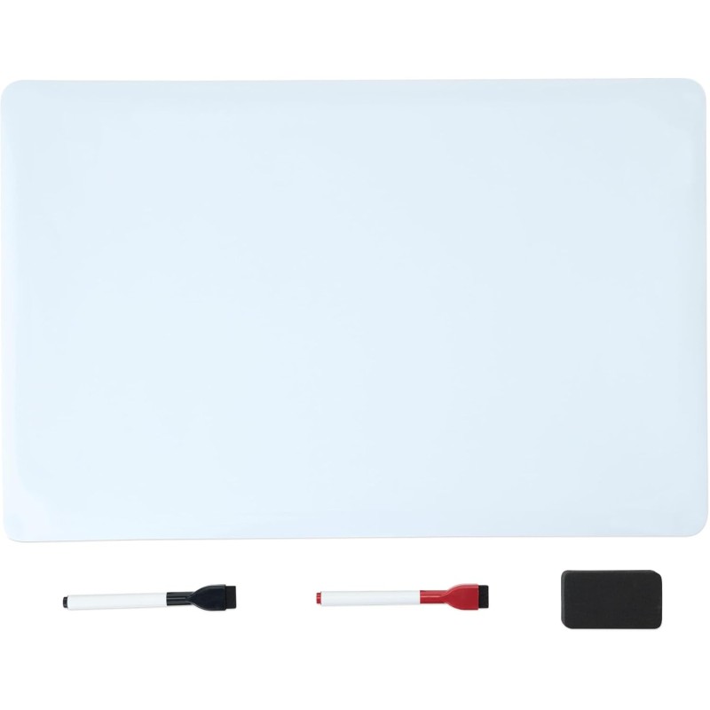 Amazon Basics Tableau magnétique effaçable à sec, tableau Blanc pour réfrigérateur, feuille de 33 x 50 cm, avec 2 marqueurs et e