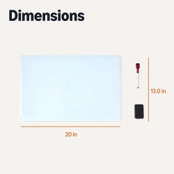 Amazon Basics Tableau magnétique effaçable à sec, tableau Blanc pour réfrigérateur, feuille de 33 x 50 cm, avec 2 marqueurs et e