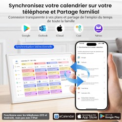 NEWYES Calendrier Numerique Mural 15,6" – Tableau Organisation Famille Wi-Fi Sync & Cadre Photo Numérique, Semainier Enfant 1920