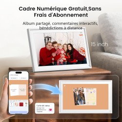 NEWYES Calendrier Numerique Mural 15,6" – Tableau Organisation Famille Wi-Fi Sync & Cadre Photo Numérique, Semainier Enfant 1920