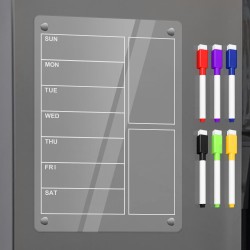 A4 Calendrier Magnetique Frigo Transparent-Calendrier Magnétique Effaçable (29,7 x 21cm)-Semaine Tableau Frigo Transparent avec 