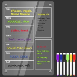 A4 Calendrier Magnetique Frigo Transparent-Calendrier Magnétique Effaçable (29,7 x 21cm)-Semaine Tableau Frigo Transparent avec 