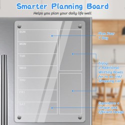 A4 Calendrier Magnetique Frigo Transparent-Calendrier Magnétique Effaçable (29,7 x 21cm)-Semaine Tableau Frigo Transparent avec 