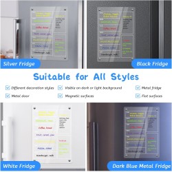 A4 Calendrier Magnetique Frigo Transparent-Calendrier Magnétique Effaçable (29,7 x 21cm)-Semaine Tableau Frigo Transparent avec 