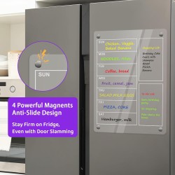 A4 Calendrier Magnetique Frigo Transparent-Calendrier Magnétique Effaçable (29,7 x 21cm)-Semaine Tableau Frigo Transparent avec 