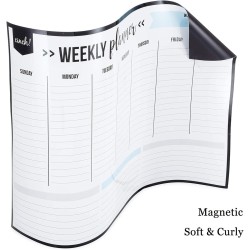 Semainier Tableau Magnetique Frigo 40x30cm, Planning Semaine Tableau Blanc Effacable To Do List, Réutilisable Weekly Planner Tab