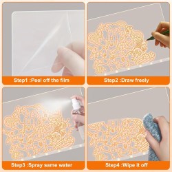 Tableau Acrylique Lumineux LED 30x20 cm avec 7 Couleurs Stylo – Tableau d’Écriture Transparent Essuyable avec Support, Mémo et B