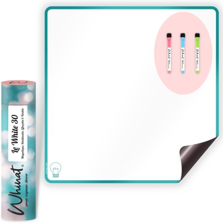 Tableau blanc magnétique effaçable pour frigo - Magnet souple pour bureau & chambre enfant - Pense bête adhésif aimanté familial
