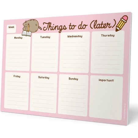 Grupo Erik - Bloc Notes A4 Semainier Pusheen Rose Collection | Sous-Main Bureau, Planner Hebdomadaire | Papeterie de Bureau, Fou