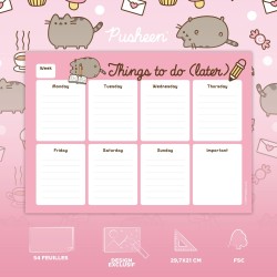 Grupo Erik - Bloc Notes A4 Semainier Pusheen Rose Collection | Sous-Main Bureau, Planner Hebdomadaire | Papeterie de Bureau, Fou
