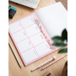 Grupo Erik - Bloc Notes A4 Semainier Pusheen Rose Collection | Sous-Main Bureau, Planner Hebdomadaire | Papeterie de Bureau, Fou