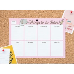 Grupo Erik - Bloc Notes A4 Semainier Pusheen Rose Collection | Sous-Main Bureau, Planner Hebdomadaire | Papeterie de Bureau, Fou