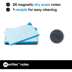 Notes - 24 cartes magnétiques bleues effaçables à sec 15 x 10 cm - Notes réutilisables pour tableau blanc, tâches, planification