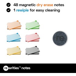 Notes - 48 cartes magnétiques effaçables à sec, kit multi-couleurs 15 x 10 cm- Notes réutilisables pour les tâches, la planifica
