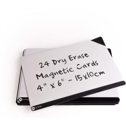 Notes - 24 cartes magnétiques noires effaçables à sec 15 x 10 cm - Notes réutilisables pour tableau blanc, tâches, planification
