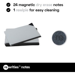 Notes - 24 cartes magnétiques noires effaçables à sec 15 x 10 cm - Notes réutilisables pour tableau blanc, tâches, planification