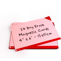 Notes - 24 cartes magnétiques rouges effaçables à sec 15 x 10 cm - Notes réutilisables pour tableau blanc, tâches, planification