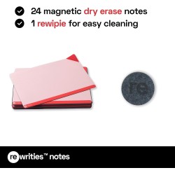 Notes - 24 cartes magnétiques rouges effaçables à sec 15 x 10 cm - Notes réutilisables pour tableau blanc, tâches, planification