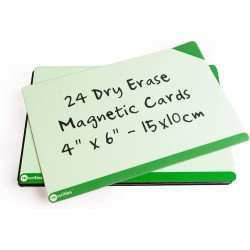 Notes Rewrities - 24 cartes magnétiques effaçables à sec vertes 15 x 10 cm - Notes réutilisables pour tableau blanc, tâches, pla