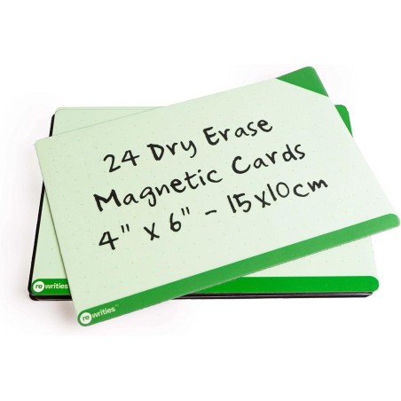 Notes Rewrities - 24 cartes magnétiques effaçables à sec vertes 15 x 10 cm - Notes réutilisables pour tableau blanc, tâches, pla