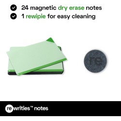 Notes Rewrities - 24 cartes magnétiques effaçables à sec vertes 15 x 10 cm - Notes réutilisables pour tableau blanc, tâches, pla