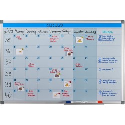 Relaxdays Tableau, Organiseur hebdomadaire, effaçable, magnétique, Panneau d’Organisation, aimanté, 60 x 90 cm, Blanc