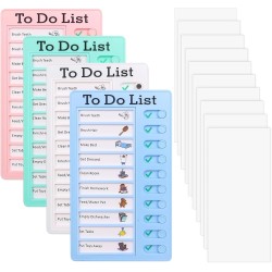 Binnan 4 Pièces Tableaux de Tâches à Faire pour Enfants, Tableau de Liste de Contrôle, Tableau Memo Checklist avec 10 Feuilles d
