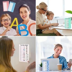 Binnan 4 Pièces Tableaux de Tâches à Faire pour Enfants, Tableau de Liste de Contrôle, Tableau Memo Checklist avec 10 Feuilles d