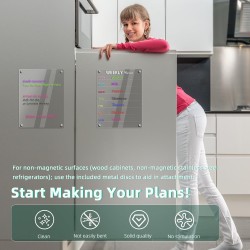 Lot de 2 Tableaux Magnétiques Frigo Planning Semaine Transparent de Course Avec 8 Couleurs de Marqueurs, Aimants et Tôles (20 x 