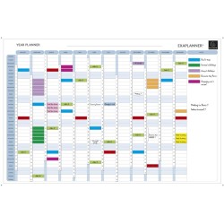 Exacompta - Réf. 56153E - 1 tableau blanc magnétique planning annuel - textes en anglais - effaçable à sec - livré avec tous les
