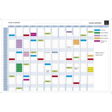 Exacompta - Réf. 56153E - 1 tableau blanc magnétique planning annuel - textes en anglais - effaçable à sec - livré avec tous les