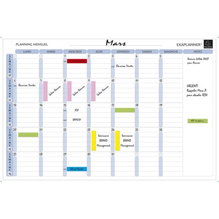 EXACOMPTA Planning mensuel magnétique 90x59cm vendu en kit avec de nombreux accessoires